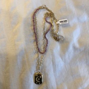 Double strand with semi-precious stones. Star and moon design